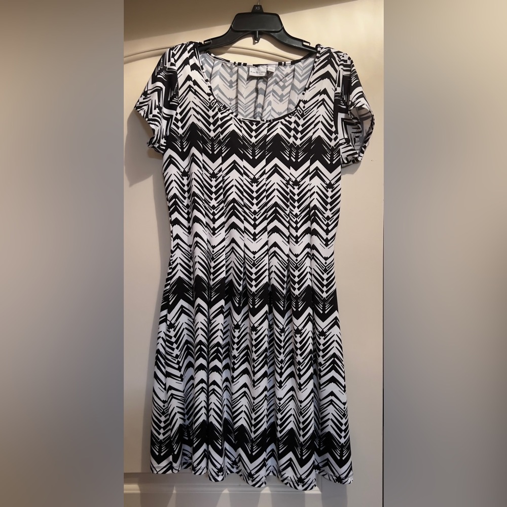 COPY - Kim Roger’s black and white dress.